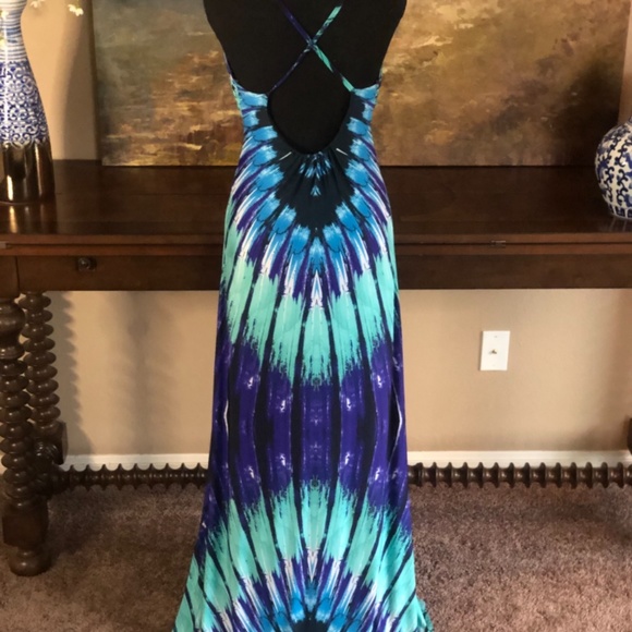 Blue Peacock Maxi Dress - Picture 7 of 11